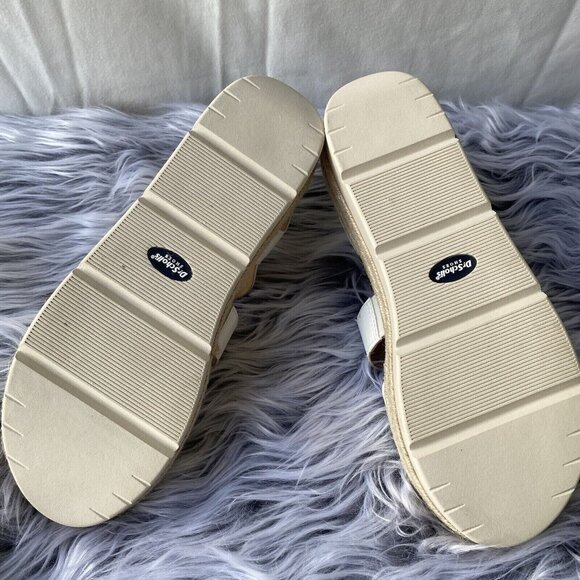 DrScholl's Once Twice Platform Strappy Sandals Women Sz 8M White Faux Leather - Picture 2 of 16